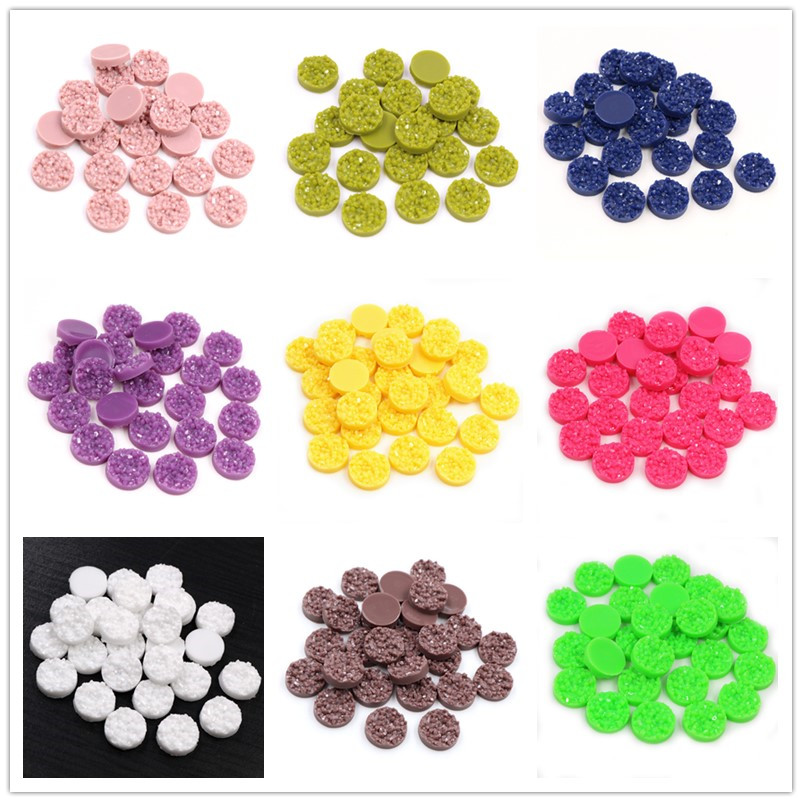 Resin Art Love - 40pcs Resin Druzy Cabochons Dome 8/10/12mm