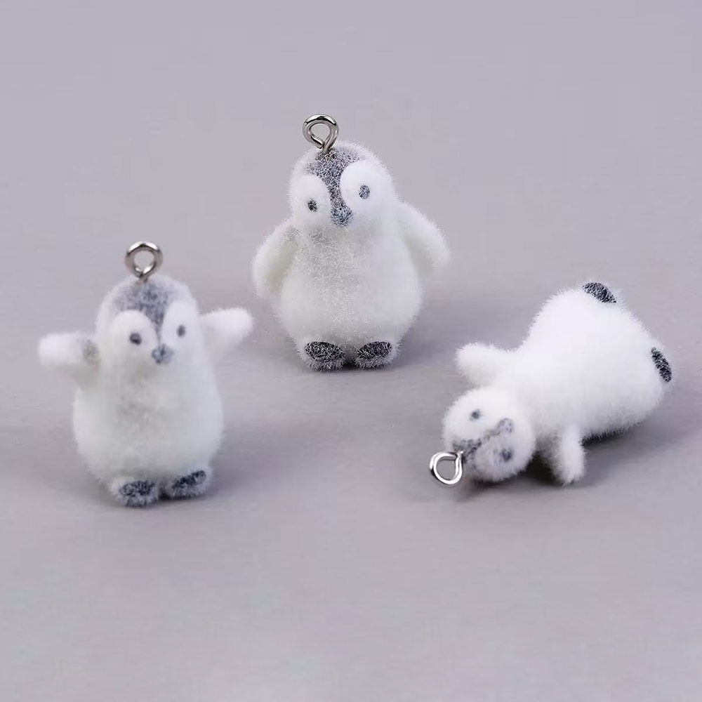 Resin Art Love - 5pcs Flocking Small Penguin Resin Charms