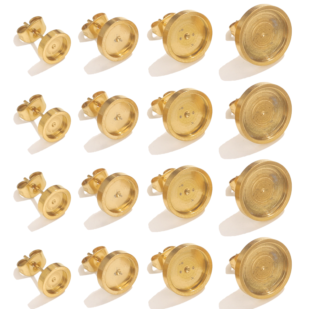 Resin Art Jewellery - 10pcs Stainless Steel Gold Earring Stud