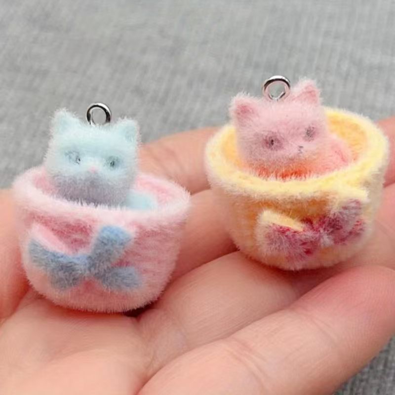4pcs 3D plush resin cat pendan - Resin Art Love review and price