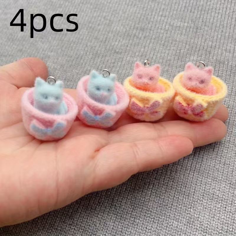 4pcs 3D plush resin cat pendan - Resin Art Love review and price