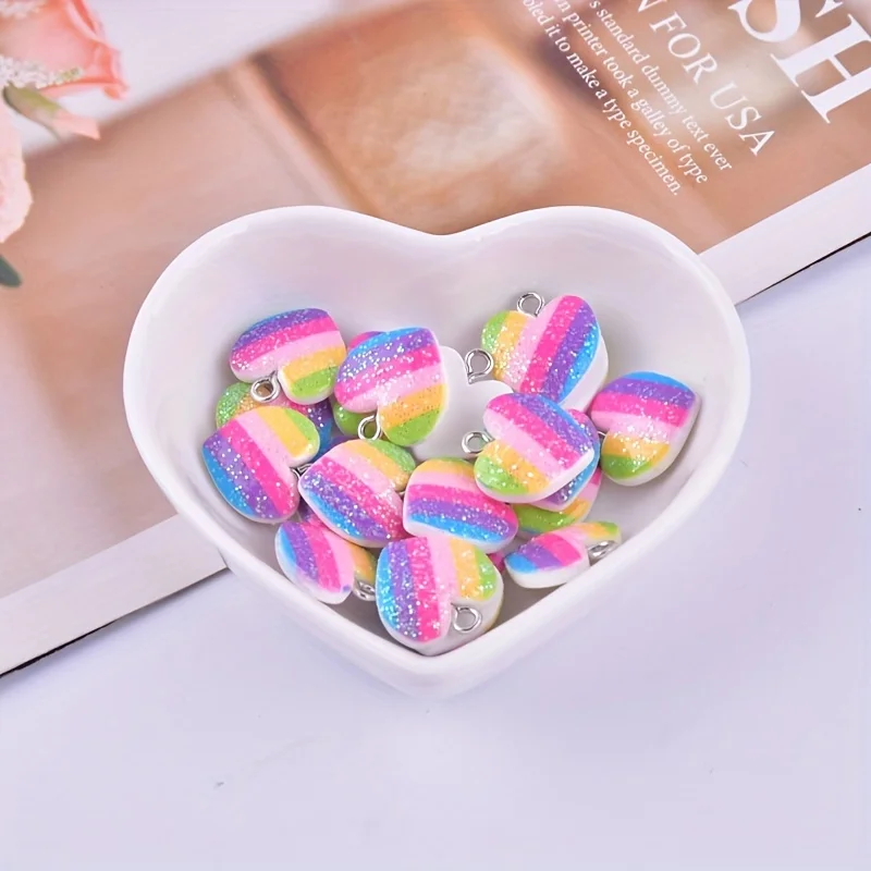 10Pcs Colorful Heart Resin Cha - Resin Art Love review and price