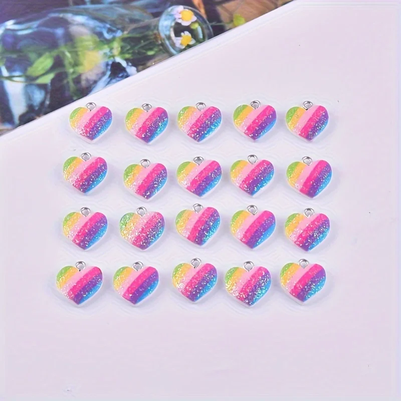 10Pcs Colorful Heart Resin Cha - Resin Art Love review and price