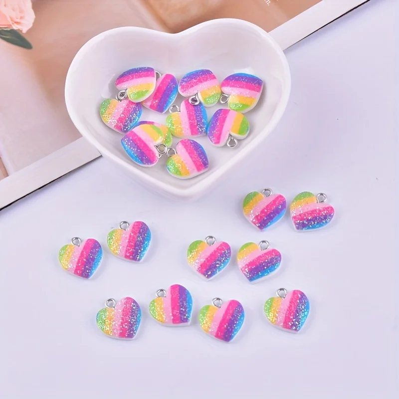10Pcs Colorful Heart Resin Cha - Resin Art Love review and price