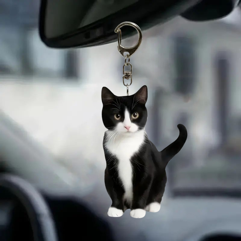 Black And White Cat Keychain 2 - Resin Art Design Keychain review and price