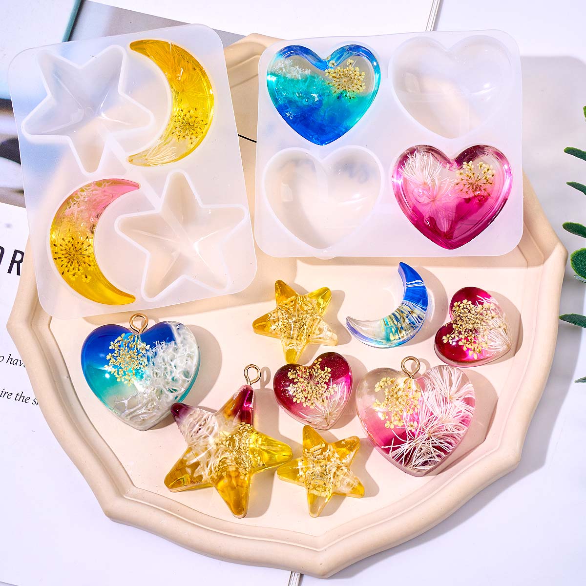 Heart Star Moon Pendant Silico - Resin Art Jewellery review and price