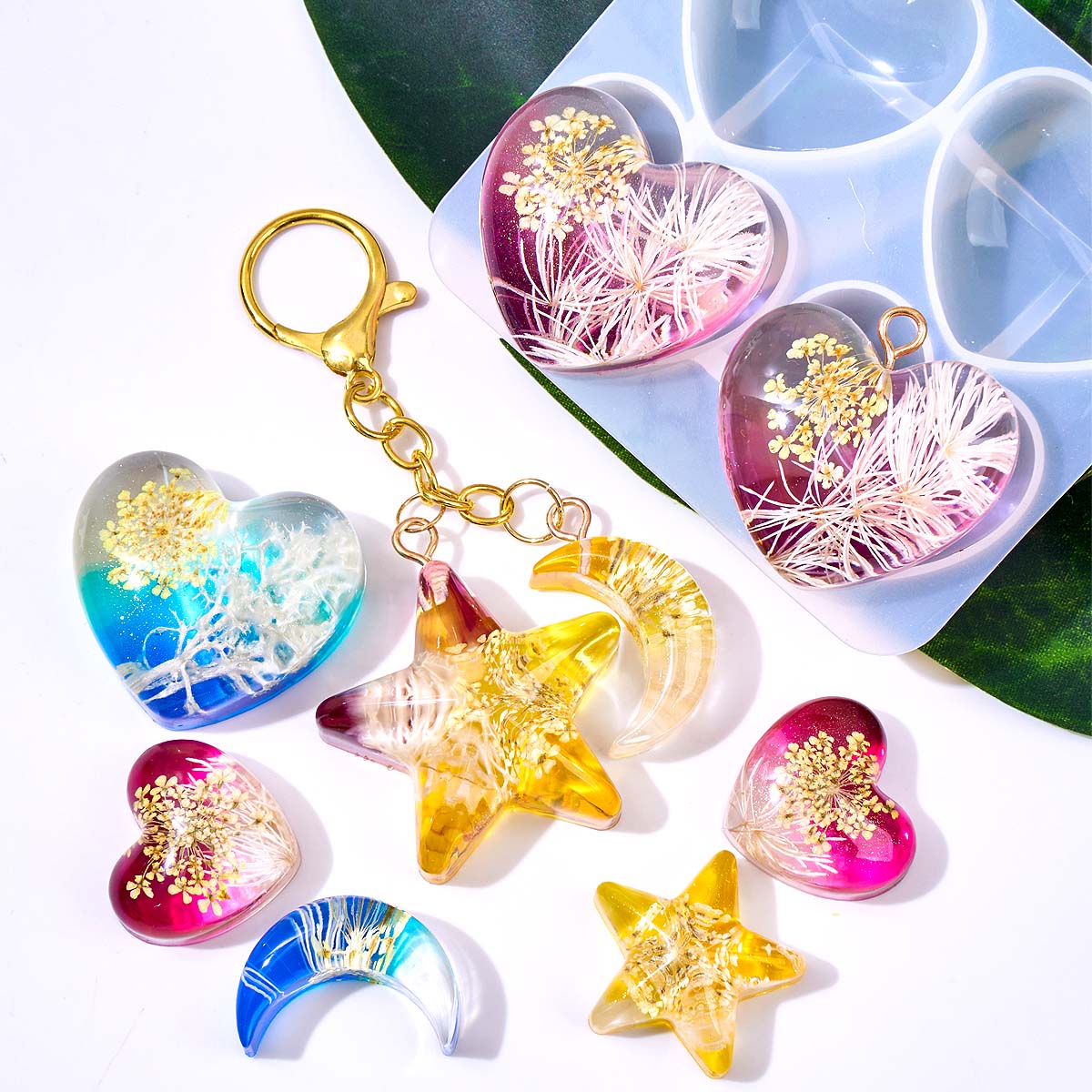 Heart Star Moon Pendant Silico - Resin Art Jewellery review and price