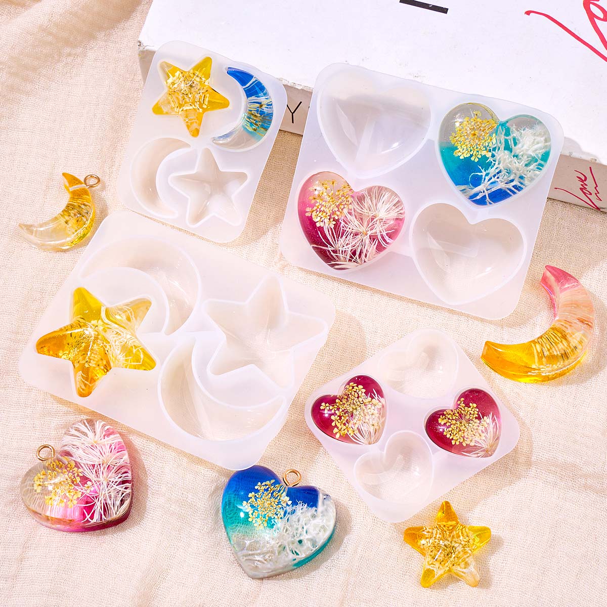 Heart Star Moon Pendant Silico - Resin Art Jewellery review and price