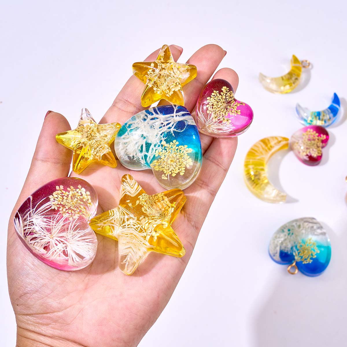 Heart Star Moon Pendant Silico - Resin Art Jewellery review and price