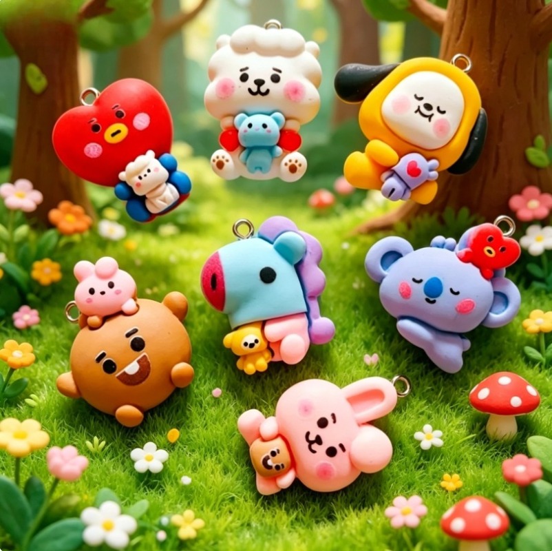 7pcs BT21 Resin Cartoon Charm  - Resin Art Love review and price